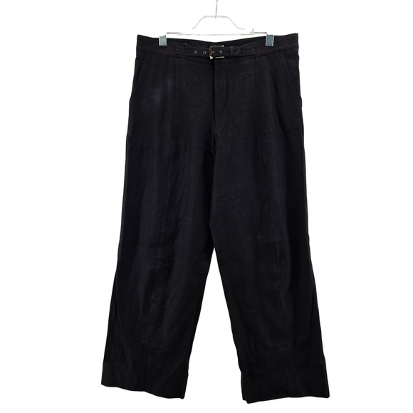 Giorgio Armani Other - Giorgio Armani Mens Black Linen Blend Wide Leg Trousers Made in Italy Size 54